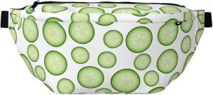 Large Fanny Packs for Women Men Cross Body - white Cucumber slices Travel Crossbody Bags for Women Trendy, Belt Bag for Women Men Crossbody, Waist Bag for Women With Adjustable Strap