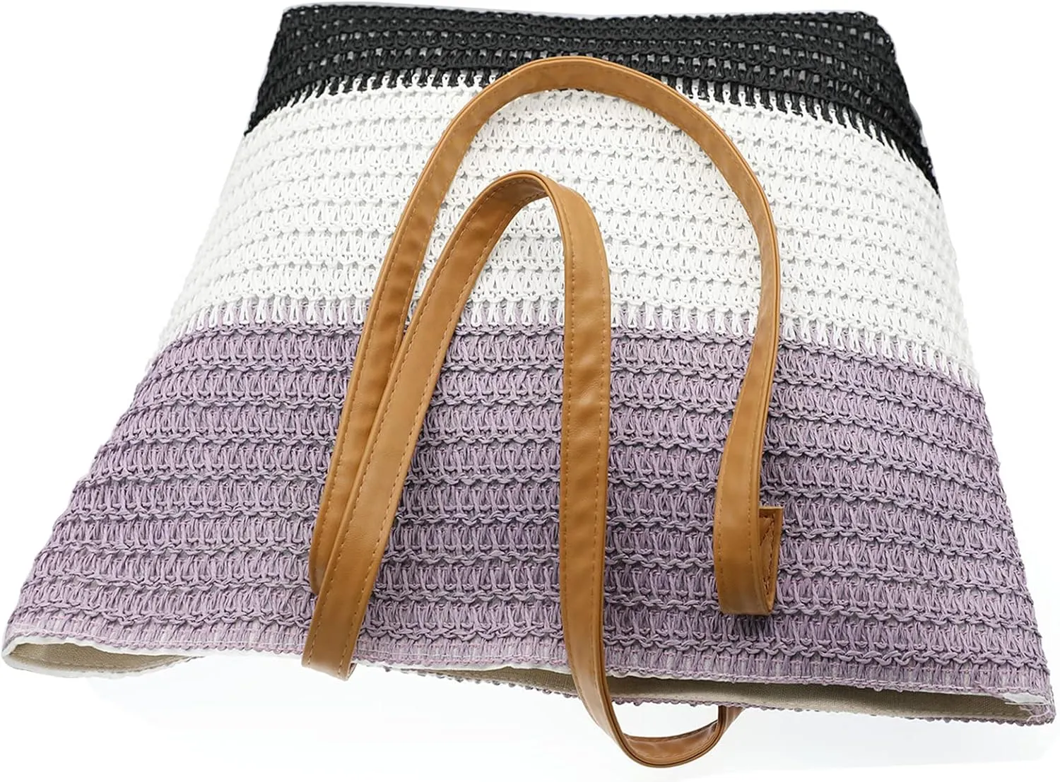 Large Straw Tote Bag for Women Rattan Woven Straw Beach Bag Purse Colored Stripe Shoulder Bags Handbag Summer