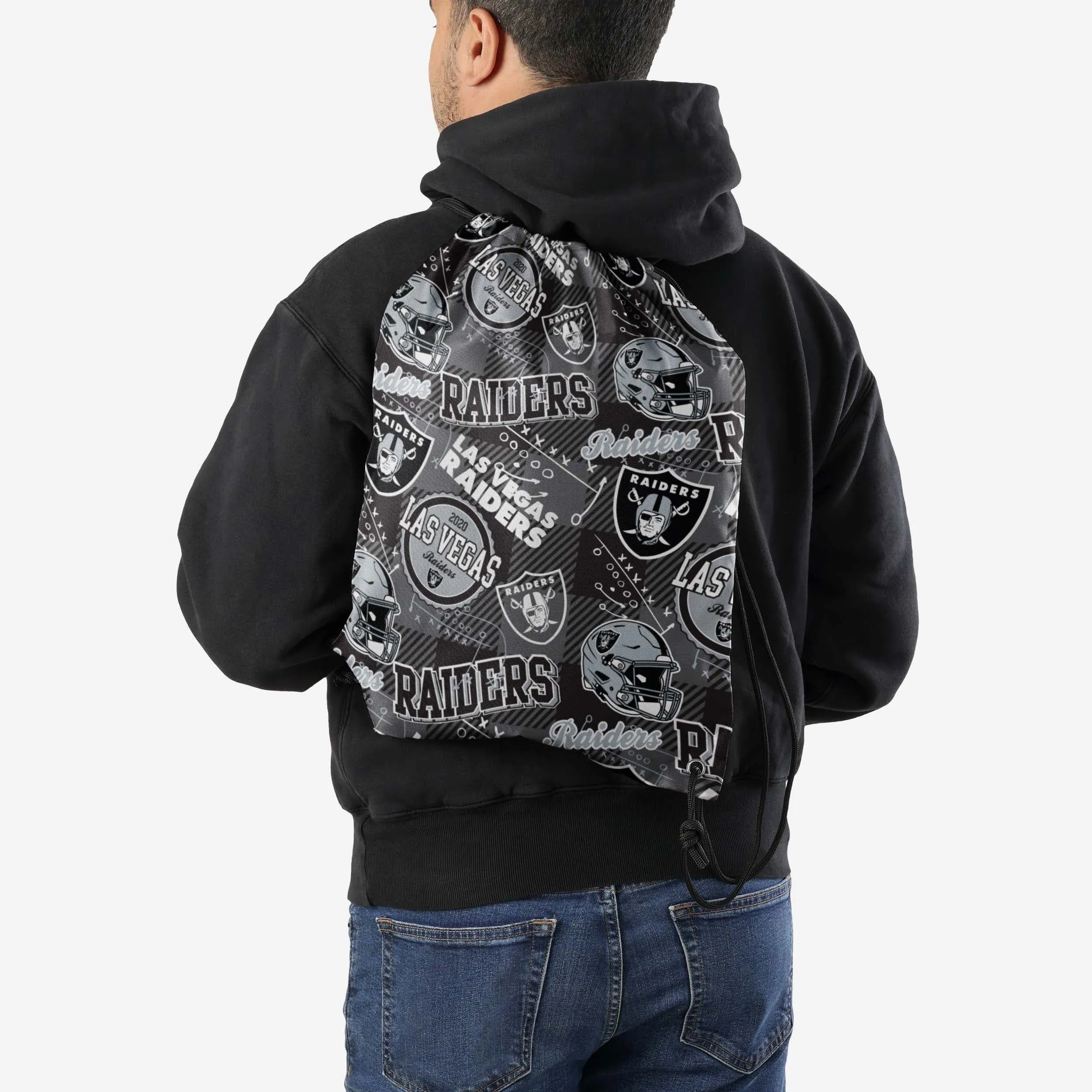 Las Vegas Raiders Thematic Repeat Print Drawstring Backpack
