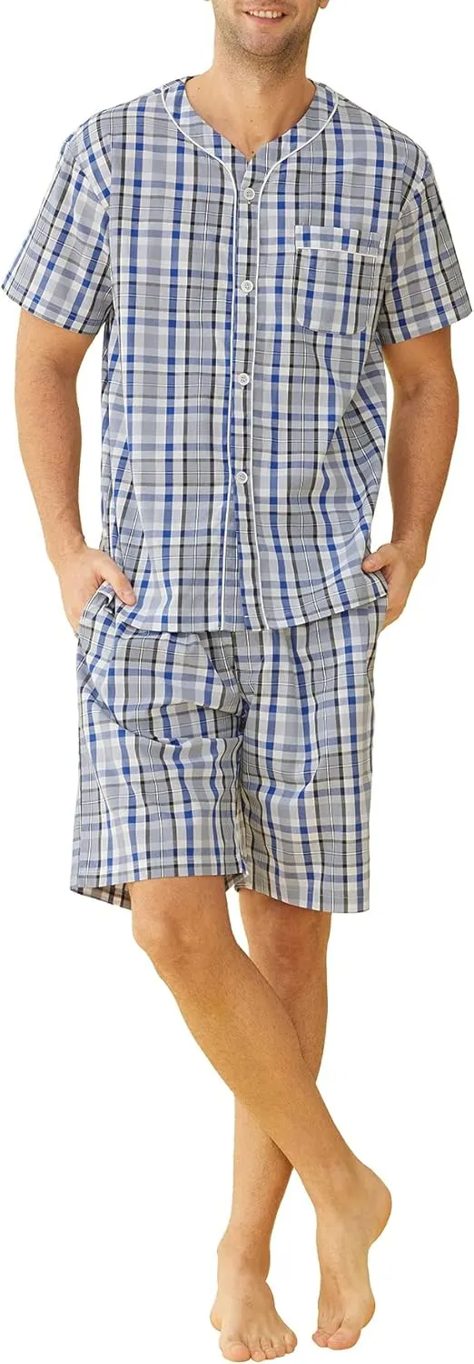 Latuza Men's Summer Cotton Pajamas Shorts Set