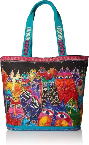 Laurel Burch (LB5230) Shoulder Tote Zipper Top 19, 1/2-Inch by 6, 3/4-Inch by 15-Inch, Fantasticats