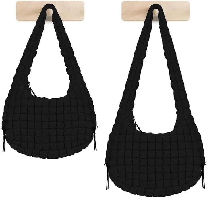 LaurelTree Quilted Puffer Crossbody Bag Lightweight Nylon Puffer Tote Bags Puffy Shoulder Bag Carryall Hobo Bags for Women