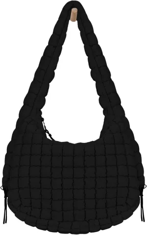 LaurelTree Quilted Puffer Crossbody Bag Lightweight Nylon Puffer Tote Bags Puffy Shoulder Bag Carryall Hobo Bags for Women