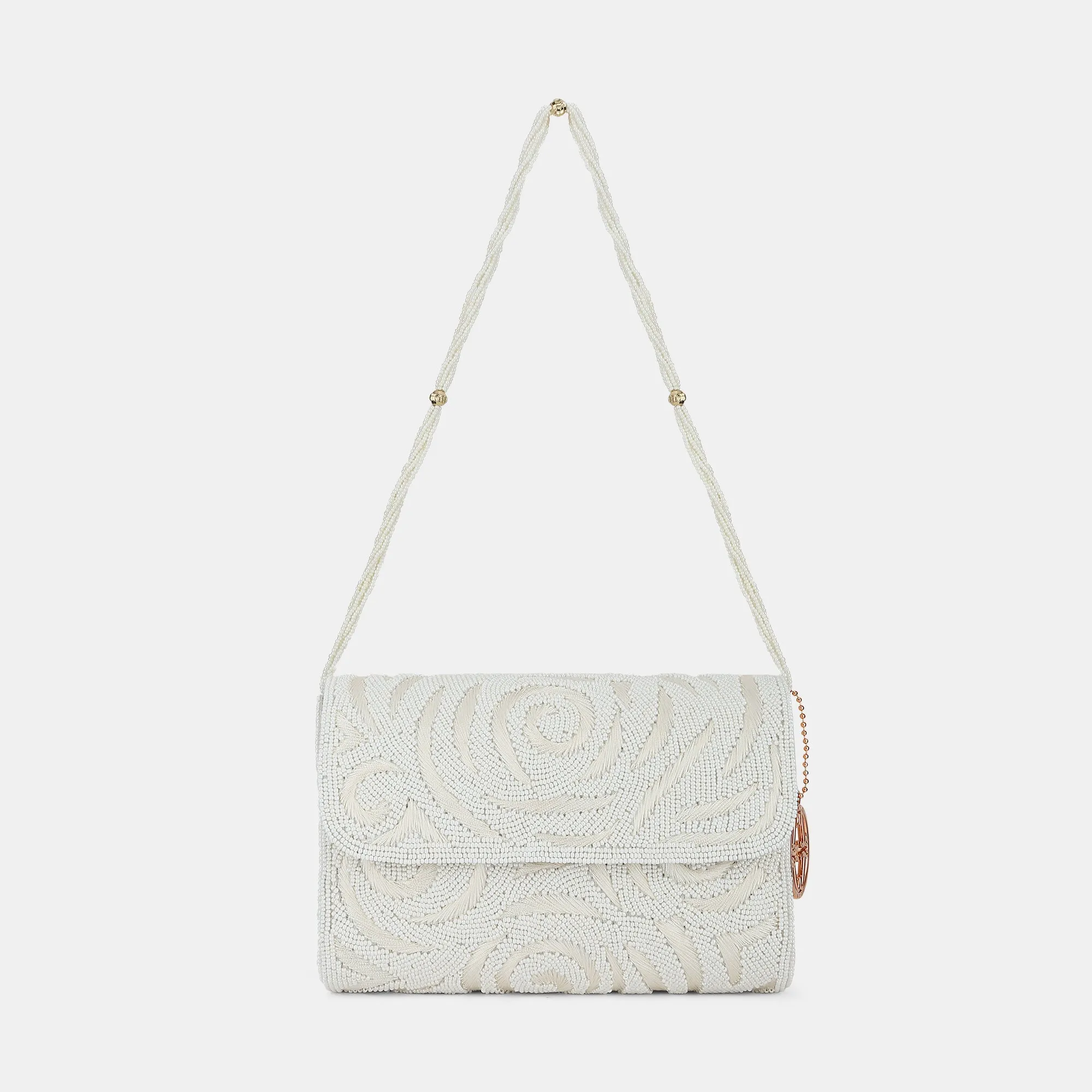 Lavie Luxe Gemmy White Medium Women's Flap Clutch