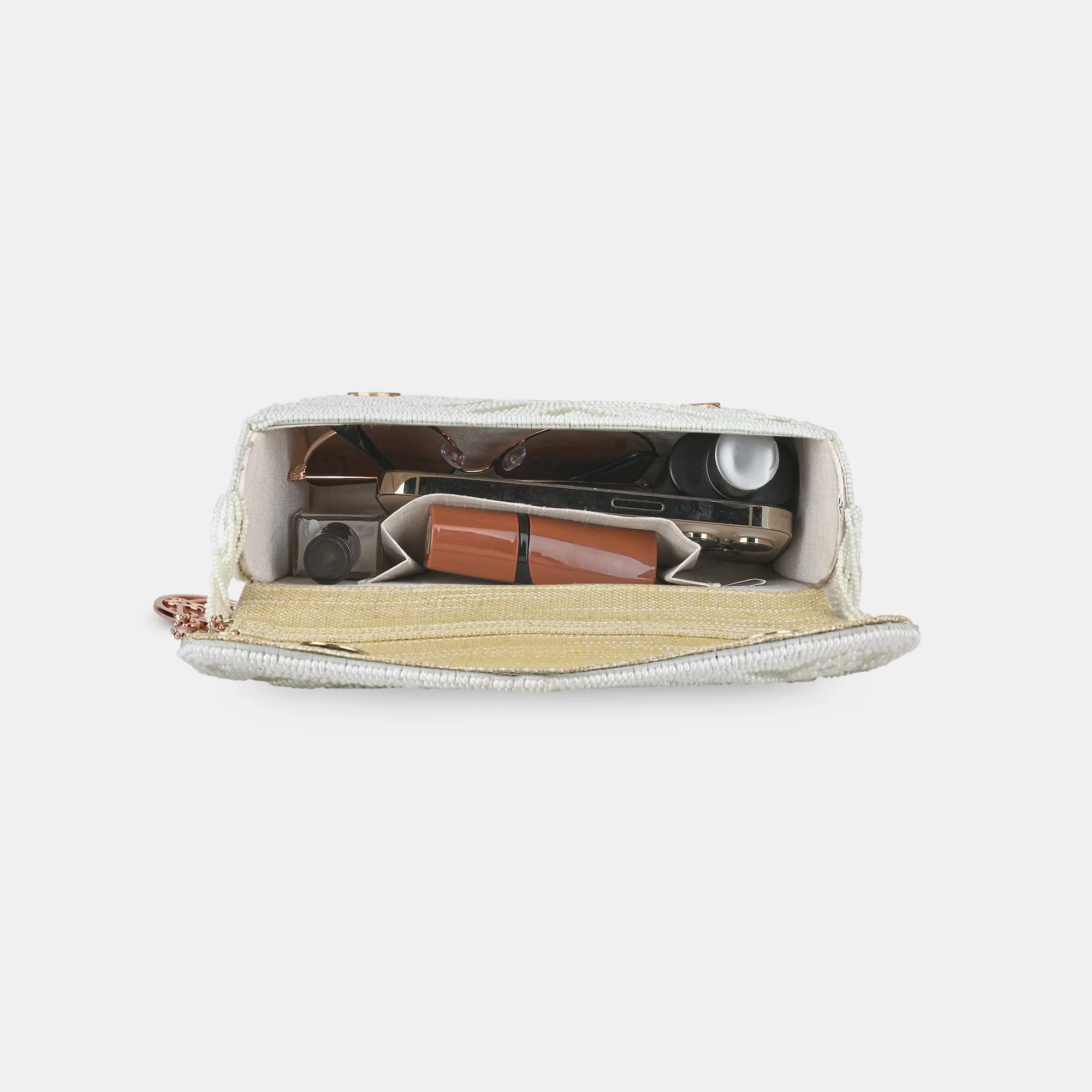 Lavie Luxe Gemmy White Medium Women's Flap Clutch