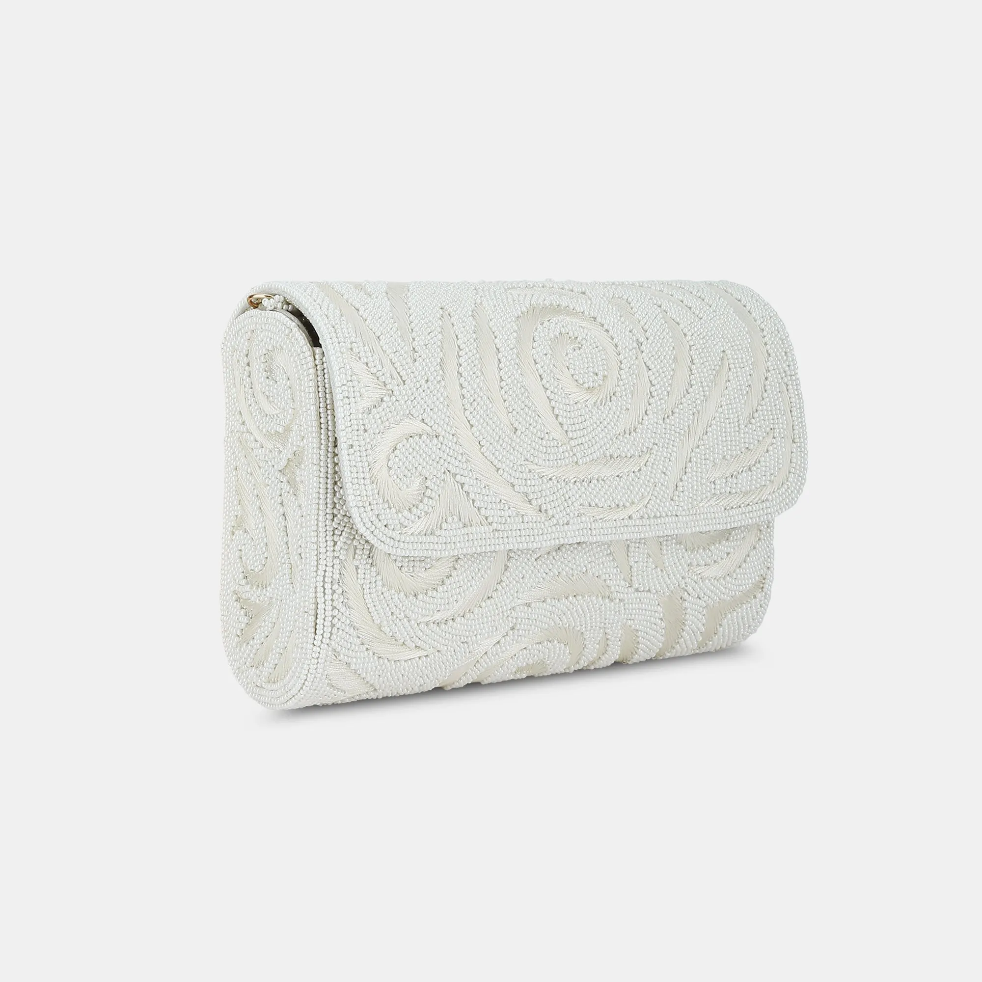 Lavie Luxe Gemmy White Medium Women's Flap Clutch