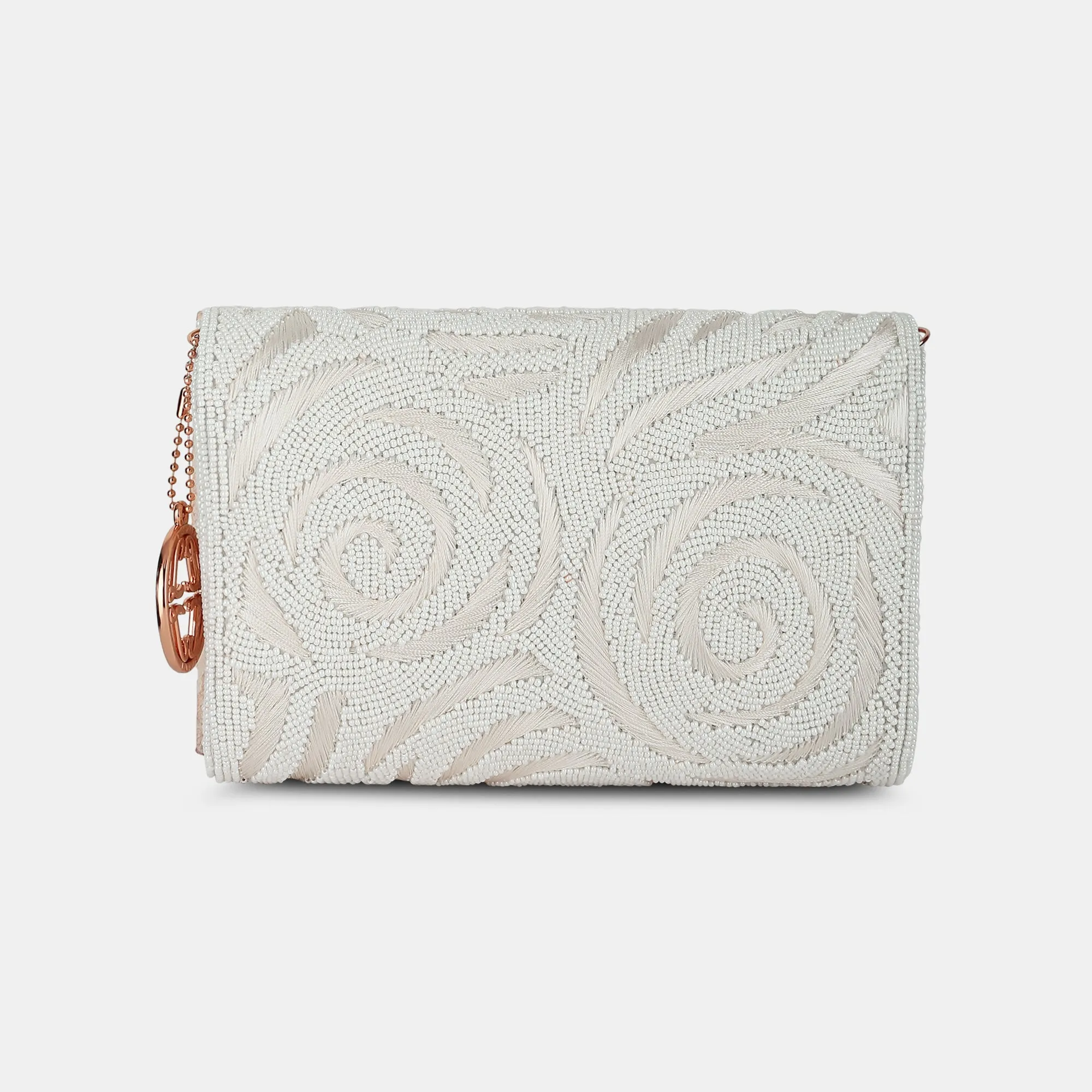 Lavie Luxe Gemmy White Medium Women's Flap Clutch