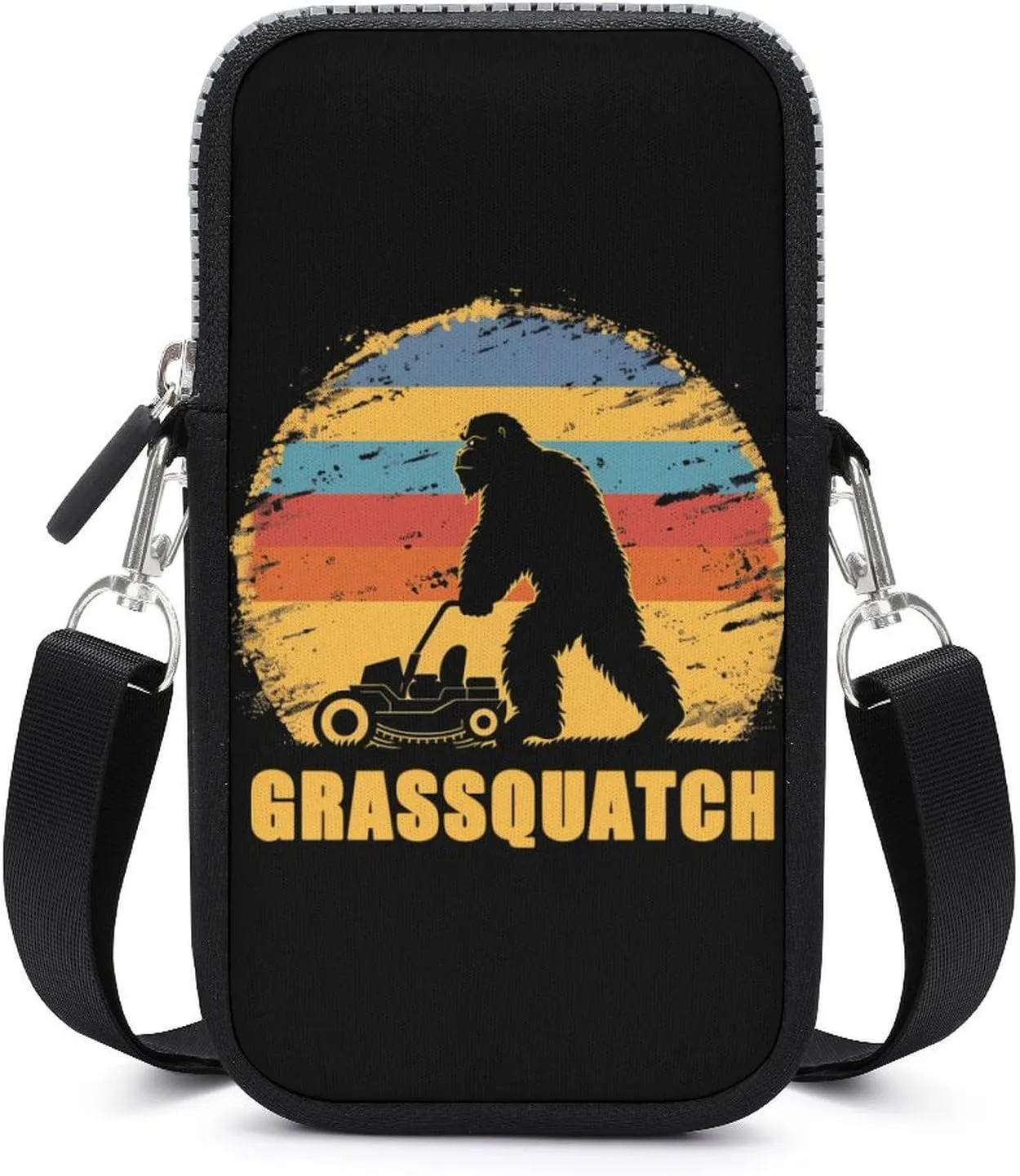 Lawn-Mowing Grassquatch Bigfoot Cell Phone Purse Small Cross-body Bags Portable Shoulder Bag with Zippered for Women Men