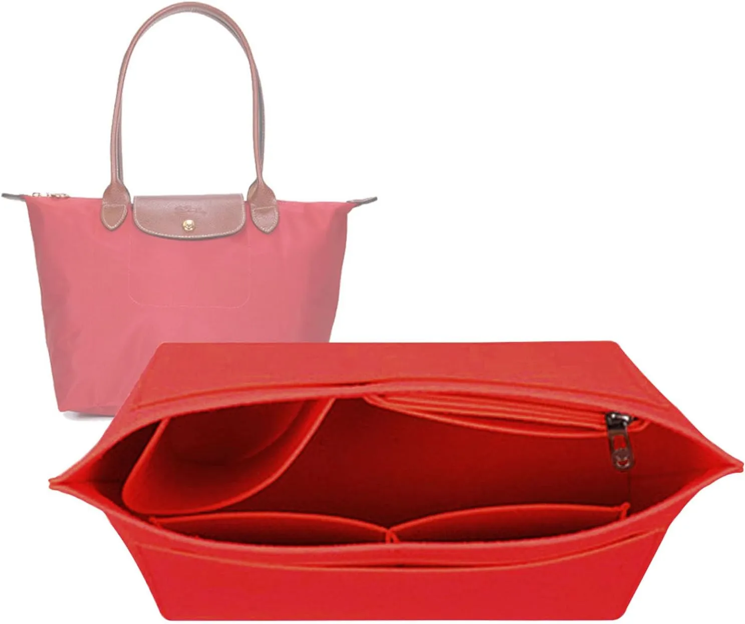 Lckaey Organizer insert-for bag organizer le pliage large bags Felt insert Y012-red-large