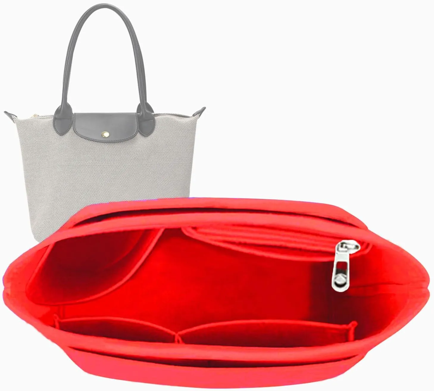 Lckaey Organizer insert-for bag organizer le pliage large bags Felt insert Y012-red-large