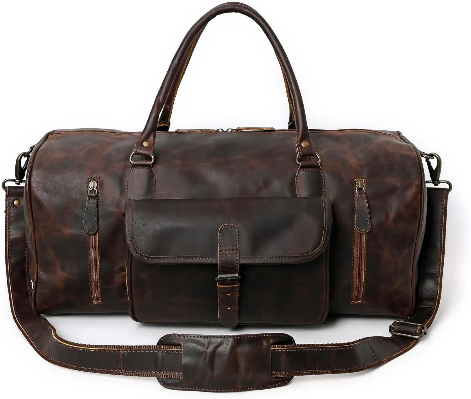 Leather Duffle Bags for Travel for Men and Women 21 inch Carry On Bag Full Grain Leather Gym Bag Overnight Weekend Leather Bags Sports Flight Professional