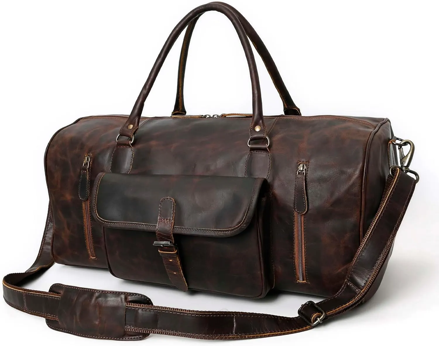 Leather Duffle Bags for Travel for Men and Women 21 inch Carry On Bag Full Grain Leather Gym Bag Overnight Weekend Leather Bags Sports Flight Professional