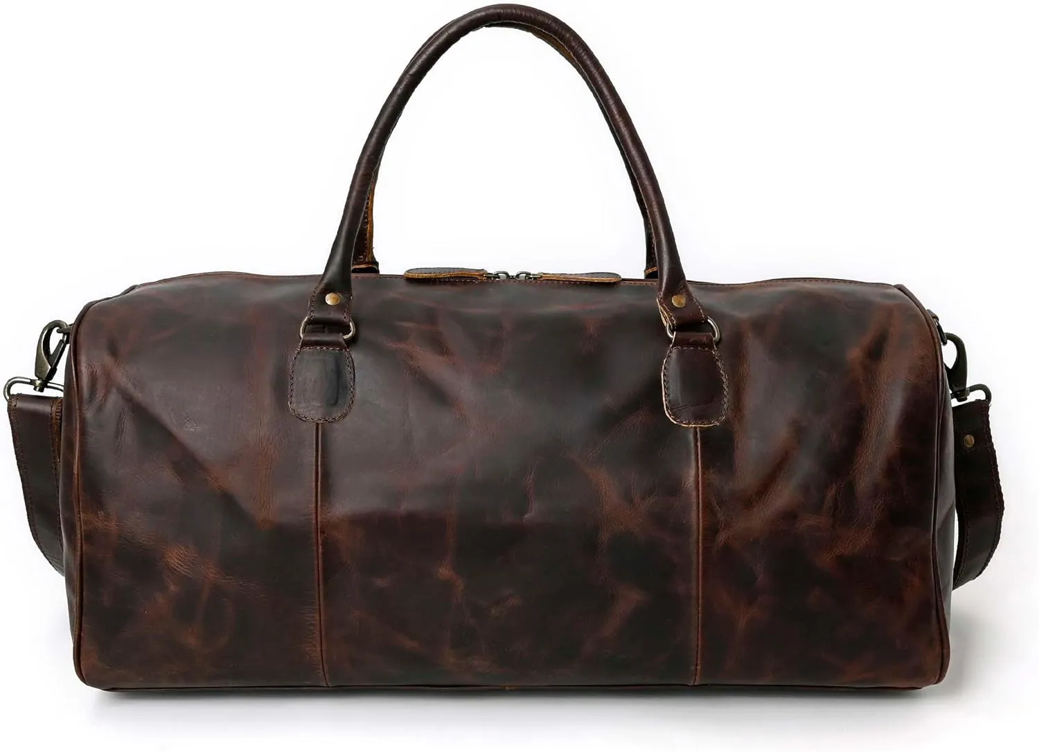 Leather Duffle Bags for Travel for Men and Women 21 inch Carry On Bag Full Grain Leather Gym Bag Overnight Weekend Leather Bags Sports Flight Professional