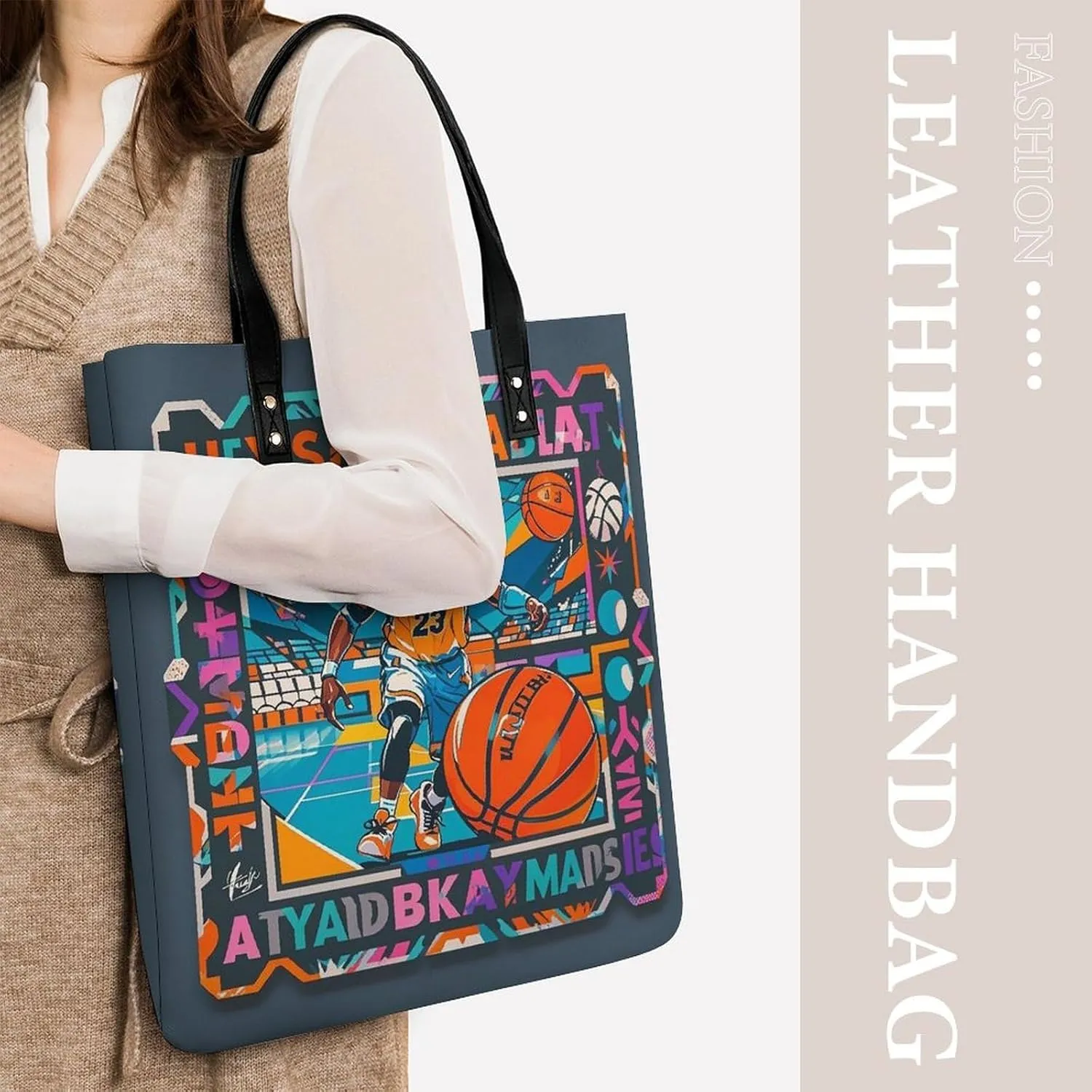 Leather Handbag for Women Tote Bag with Magnetic Buckle Lavender And Butterflies Crossbody Bag Shoulder Bags