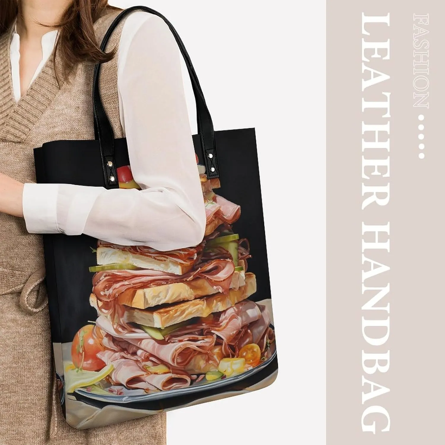 Leather Handbag for Women Tote Bag with Magnetic Buckle Rocks And Pebbles Crossbody Bag Shoulder Bags