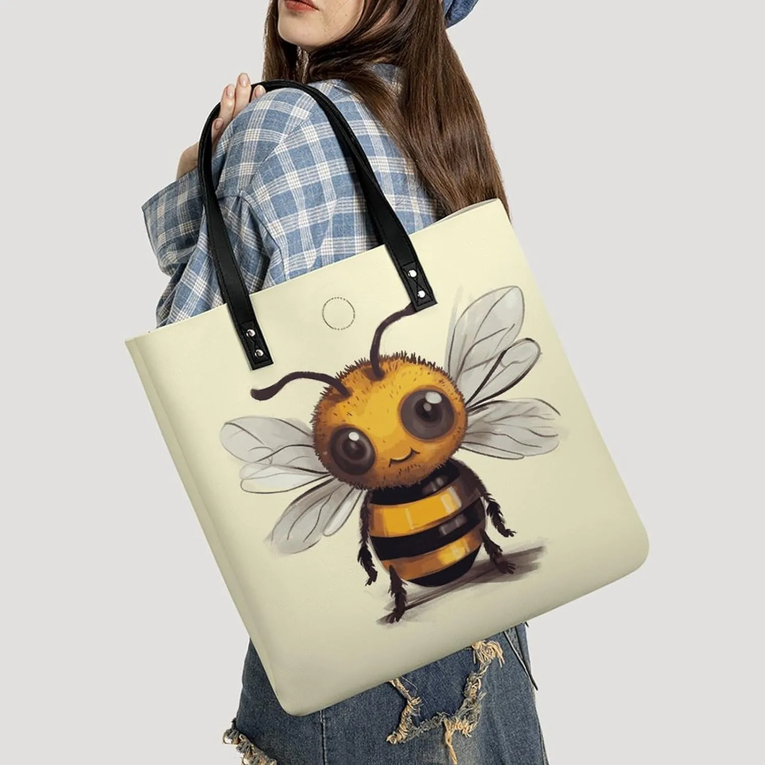 Leather Handbag for Women Tote Bag with Magnetic Buckle Visual Illusion Crossbody Bag Shoulder Bag