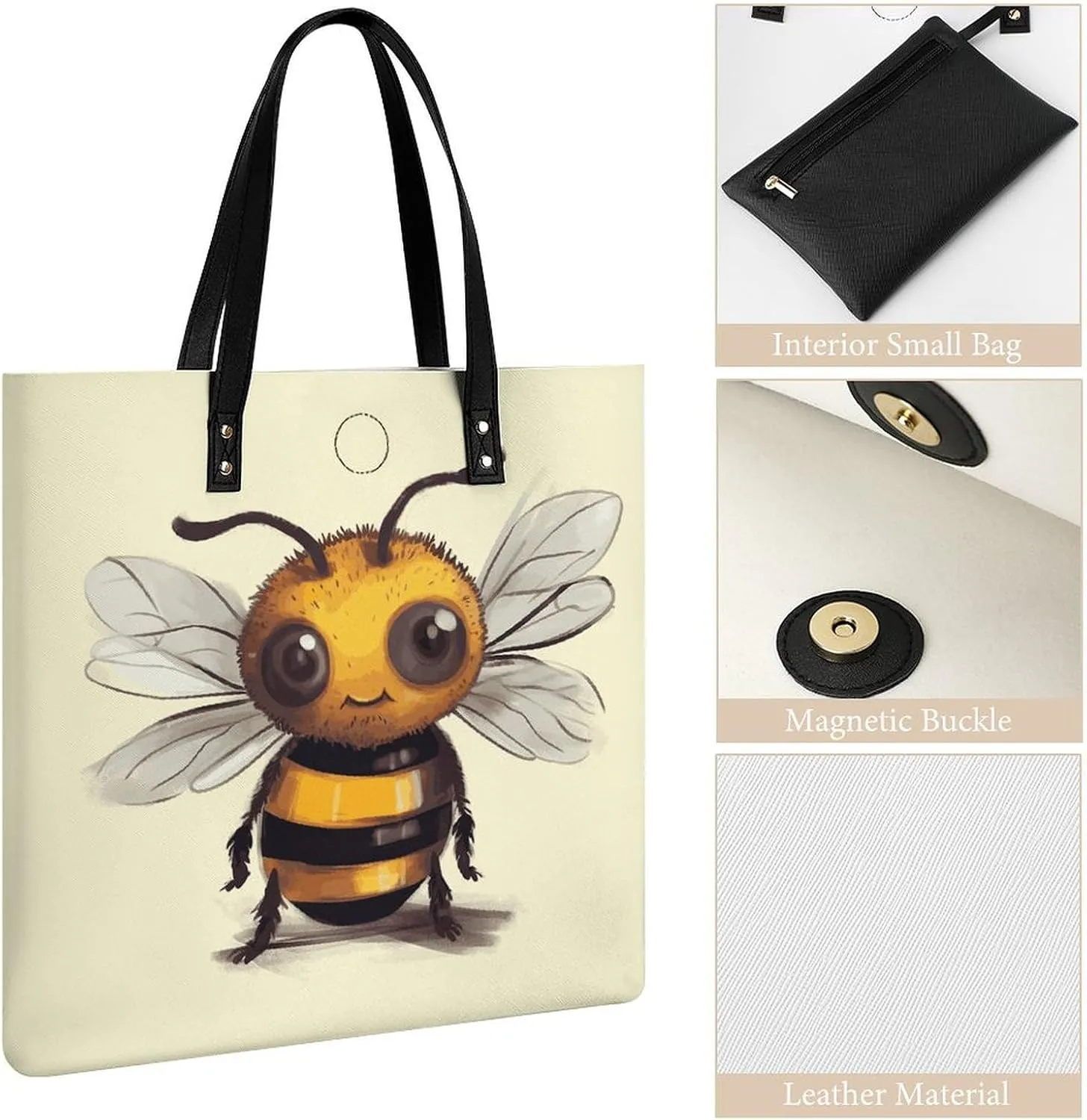 Leather Handbag for Women Tote Bag with Magnetic Buckle Visual Illusion Crossbody Bag Shoulder Bag