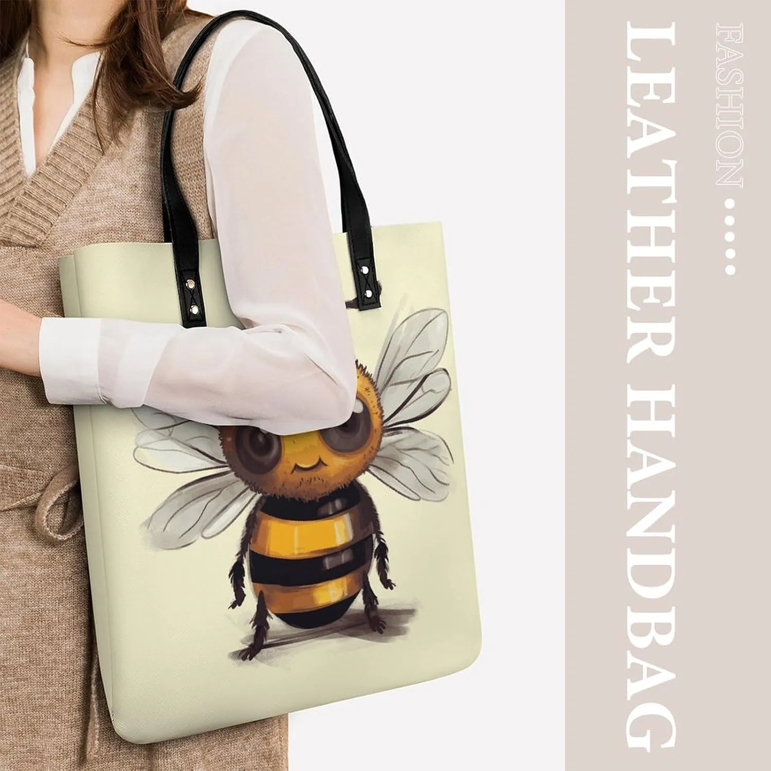Leather Handbag for Women Tote Bag with Magnetic Buckle Visual Illusion Crossbody Bag Shoulder Bag