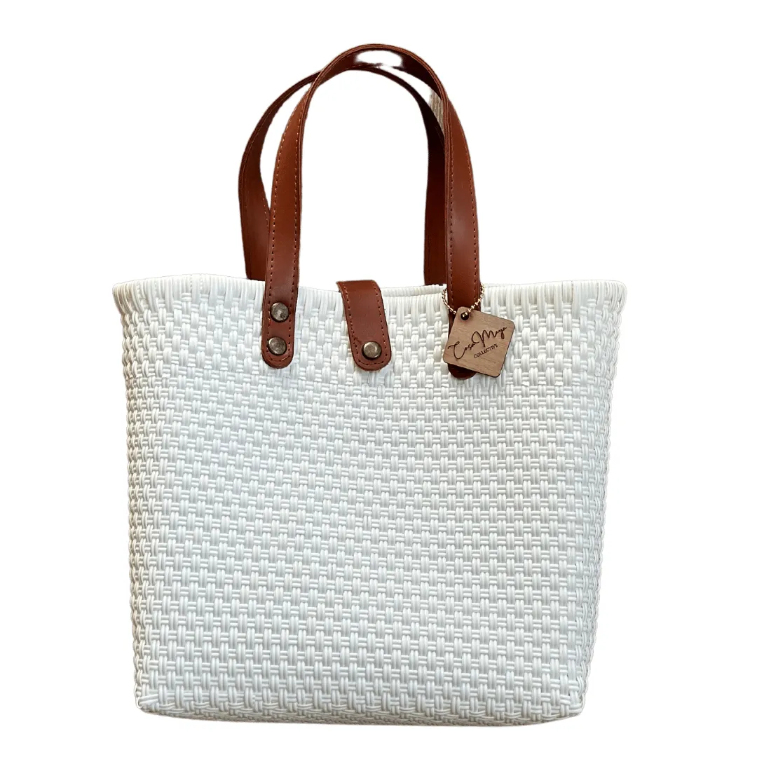 Leather Handles Tote - White