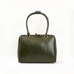 Leather Structured Handbag - Reseda Green