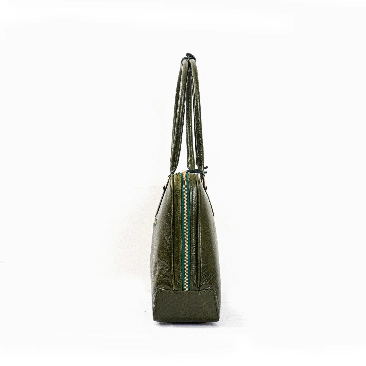 Leather Structured Handbag - Reseda Green