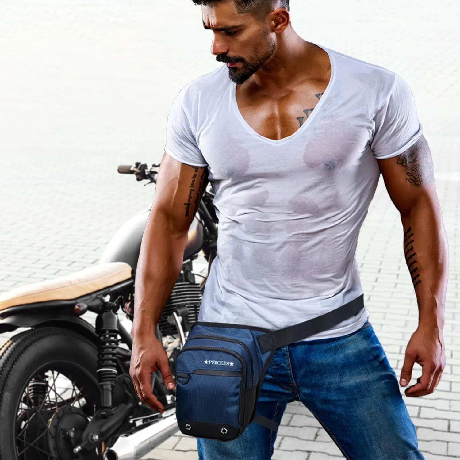 Leg Bag for Men Fanny Packs Women Men’s Outdoor Thigh Bags Motorcycle Ride Crossbody Backpack Shoulder Sling Pack Camping Hiking Cycling Riding, Y-Black