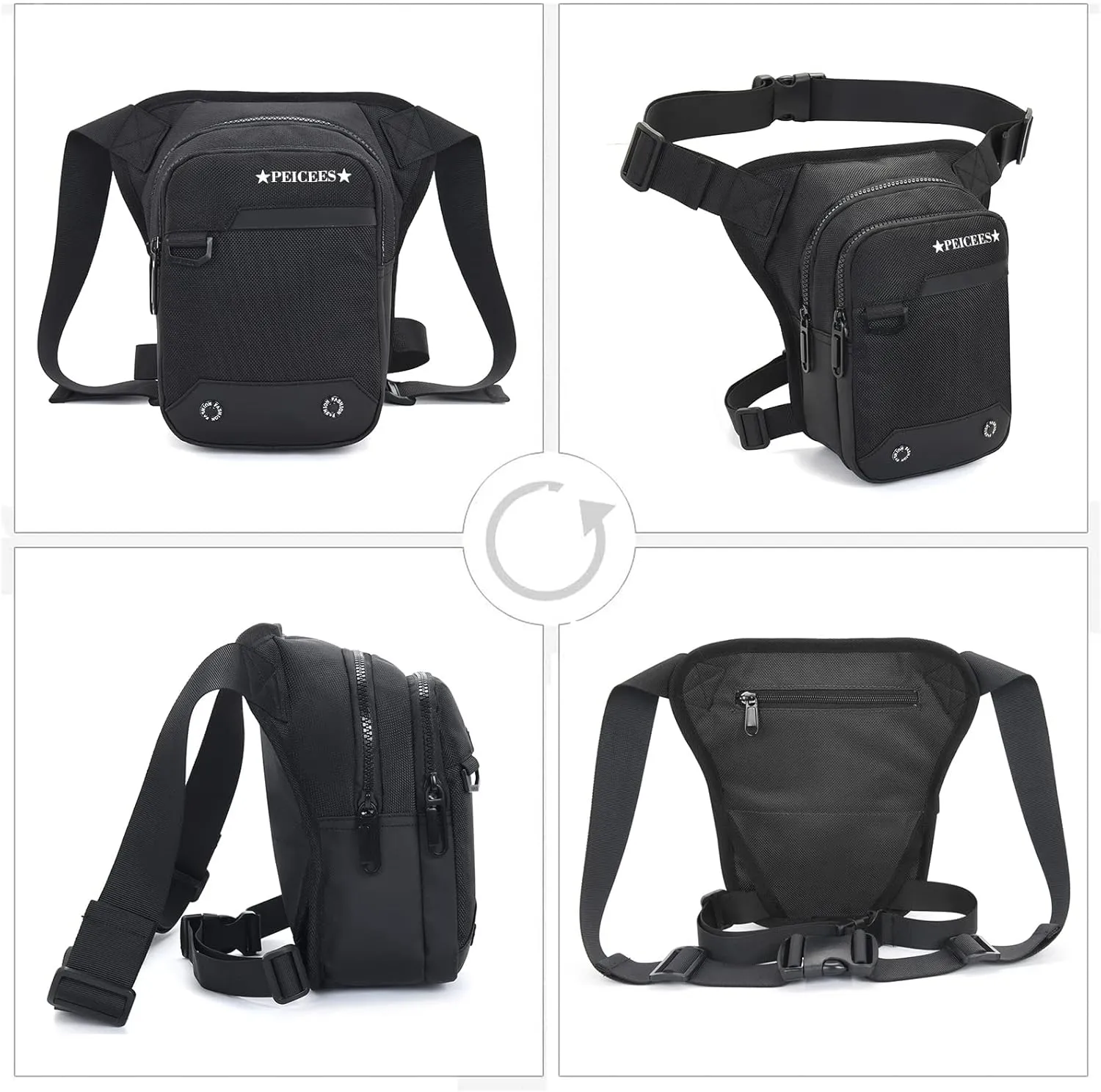 Leg Bag for Men Fanny Packs Women Men’s Outdoor Thigh Bags Motorcycle Ride Crossbody Backpack Shoulder Sling Pack Camping Hiking Cycling Riding, Y-Black