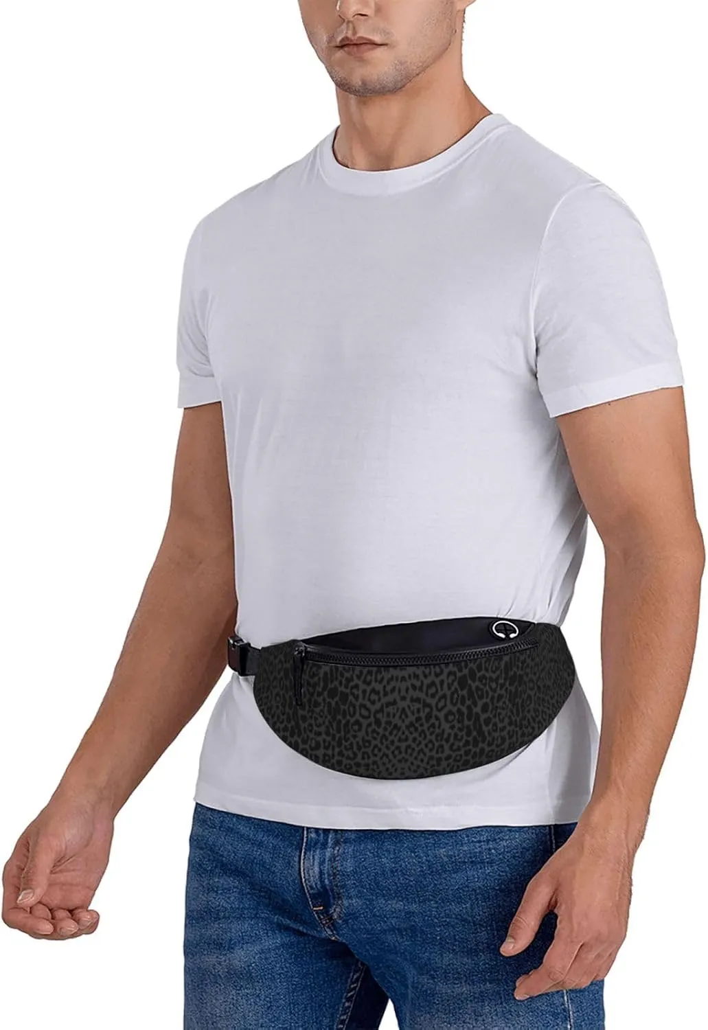 Leopard Fanny Pack Waist Bag Adjustable Belt Bag For Men Women Traveling Hiking Cycling Running