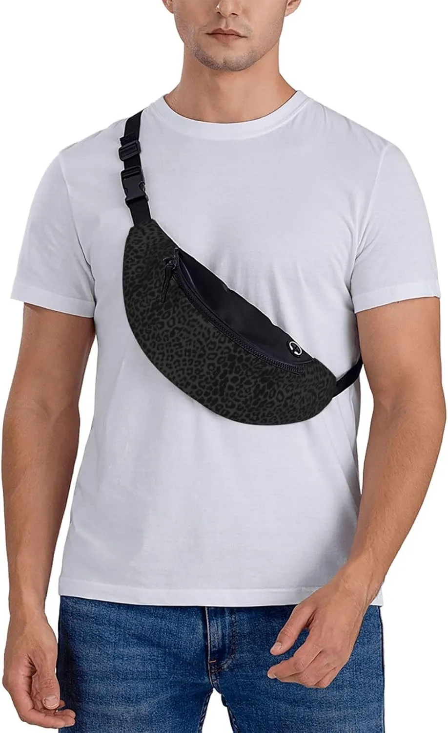 Leopard Fanny Pack Waist Bag Adjustable Belt Bag For Men Women Traveling Hiking Cycling Running
