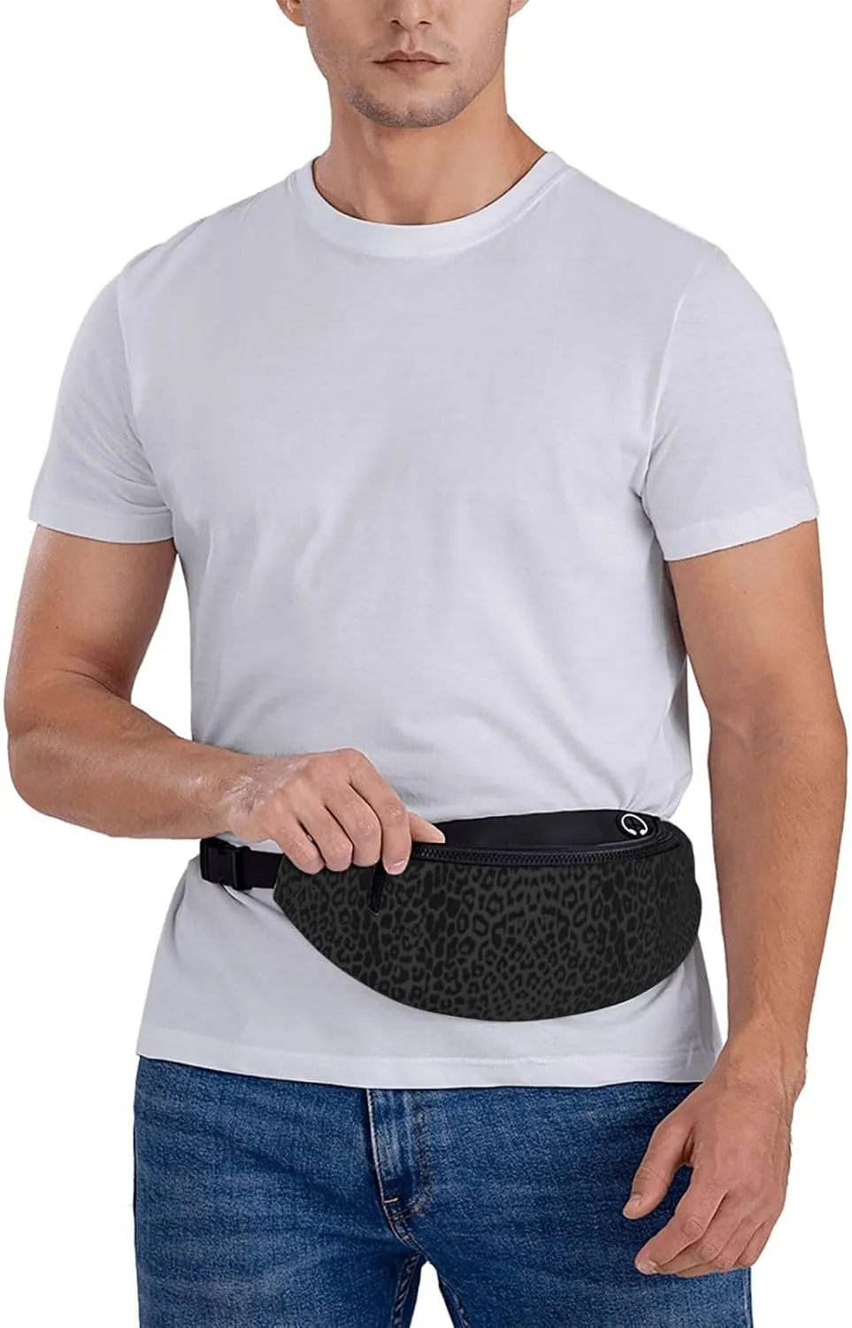 Leopard Fanny Pack Waist Bag Adjustable Belt Bag For Men Women Traveling Hiking Cycling Running