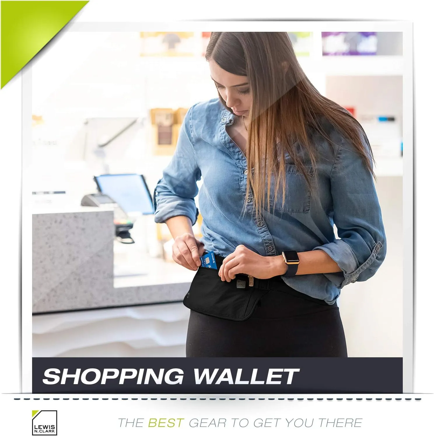 Lewis N. Clark RFID Blocking Money Belt Travel Pouch Waist Stash   Credit Card, Id, Passport Holder for Women & Men