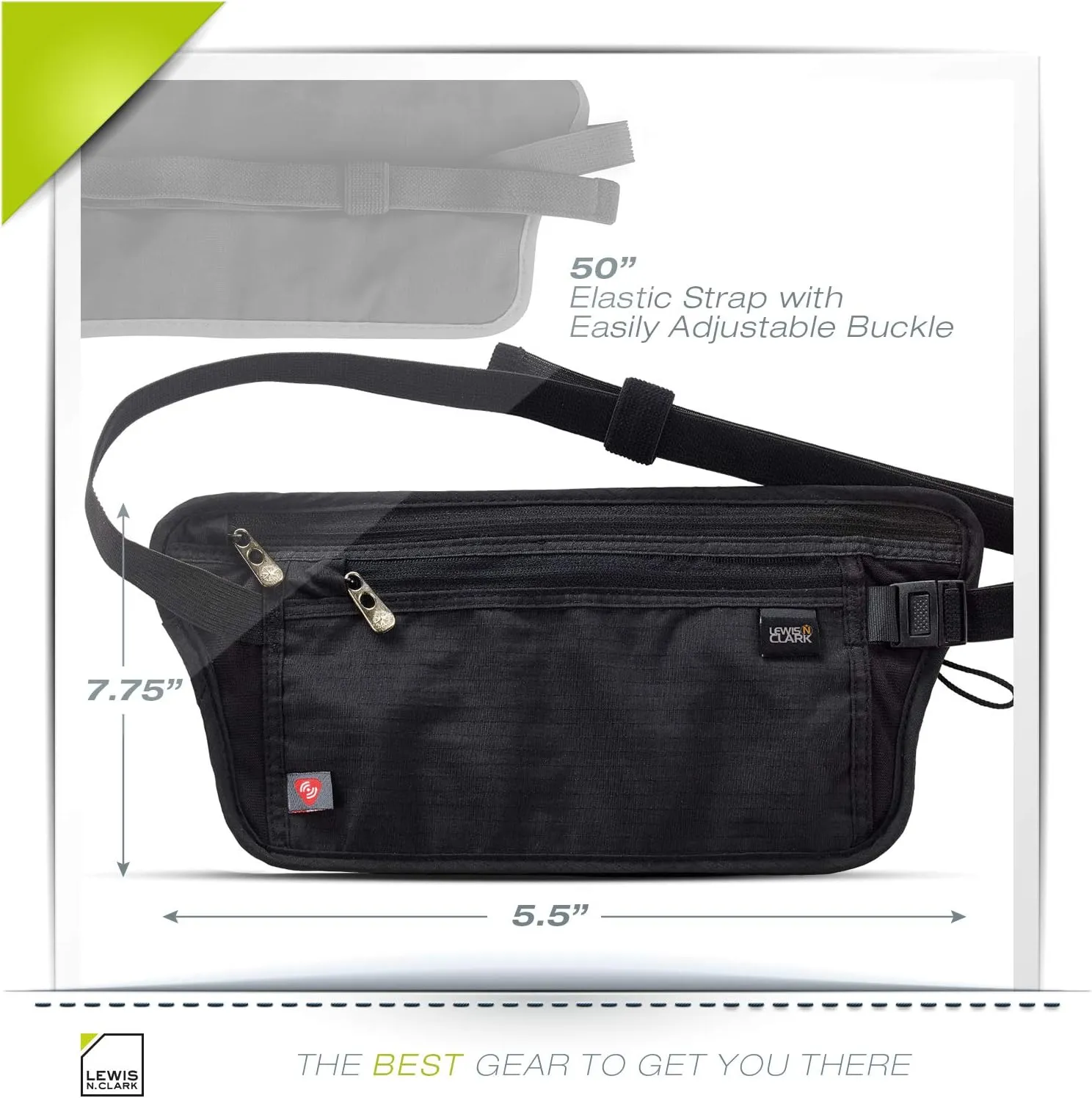 Lewis N. Clark RFID Blocking Money Belt Travel Pouch Waist Stash   Credit Card, Id, Passport Holder for Women & Men
