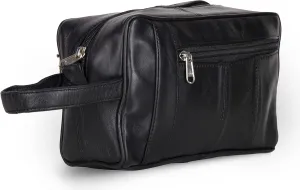 Liberty Leather - Genuine Sheep Nappa Leather Unisex Toiletry Bag for Travelling | Bathroom Organizer with Multiple Compartments for Men and Women | Portable Cosmetic Case for Traveling Dopp Kit