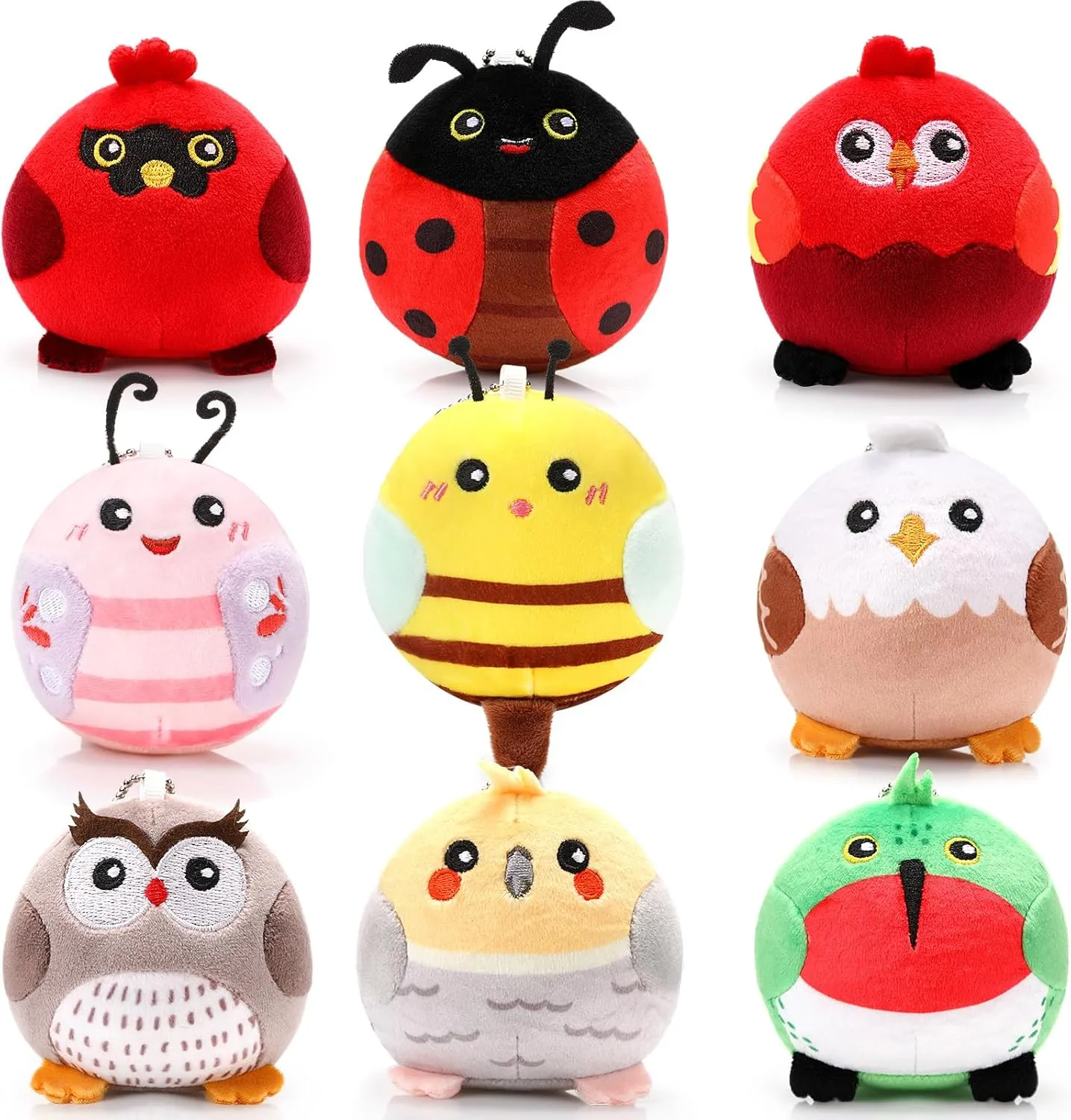 Libima 9 Pcs Mini Stuffed Animals Keychains 3.15 Inch Small Plush Ornaments Bulk Cute Plush Toys for Baby Shower Birthday Party Decors Gift Bags Fillers Easter Basket Stuffers(Flying Animals)
