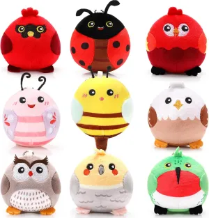 Libima 9 Pcs Mini Stuffed Animals Keychains 3.15 Inch Small Plush Ornaments Bulk Cute Plush Toys for Baby Shower Birthday Party Decors Gift Bags Fillers Easter Basket Stuffers(Flying Animals)