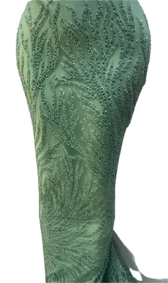 Light Green Beaded Lace - 5 Yards