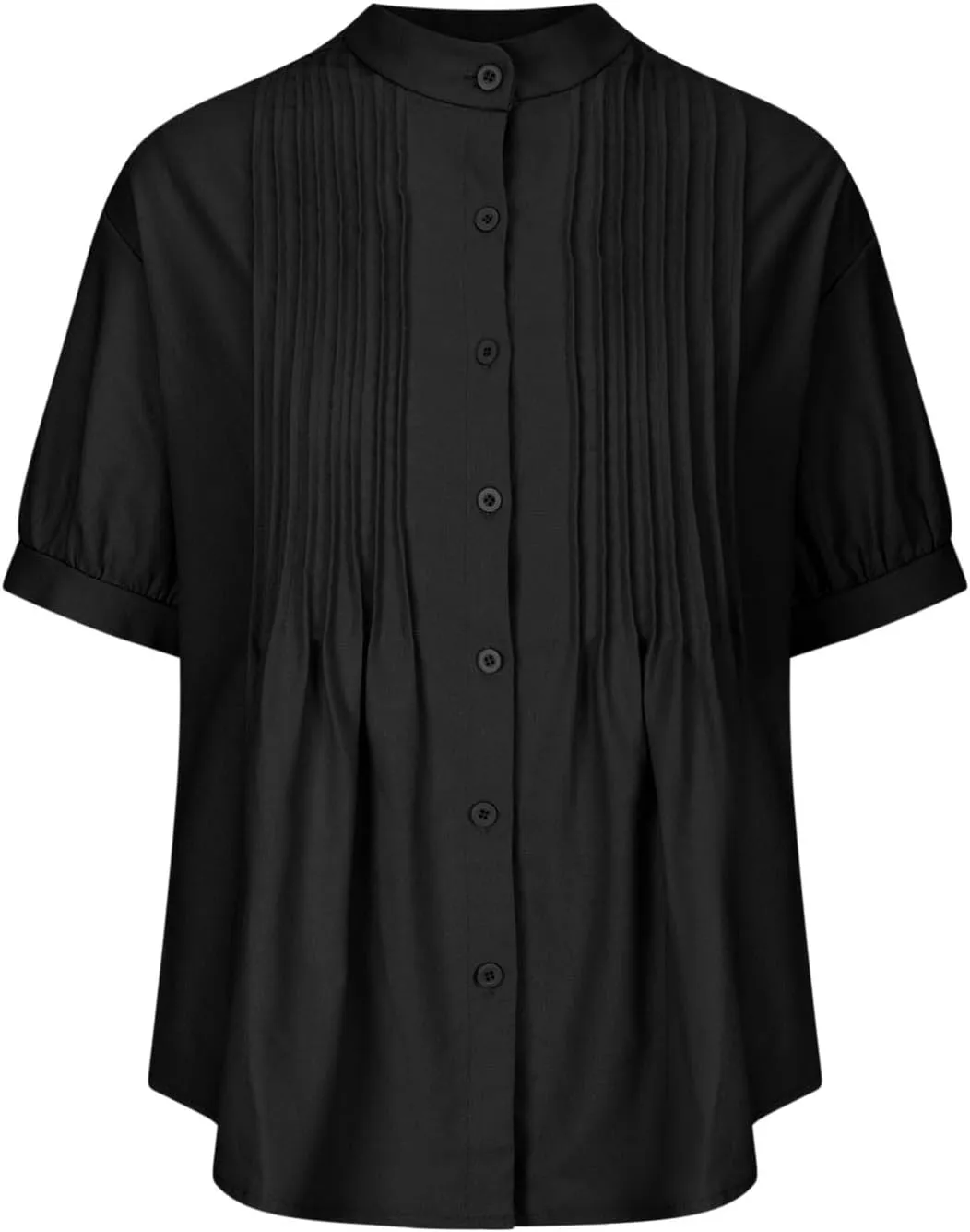 Linen Shirts for Women Casual Half Sleeve High Neck Blouses Casual Cotton Linen Lightweight Summer Boho Tops
