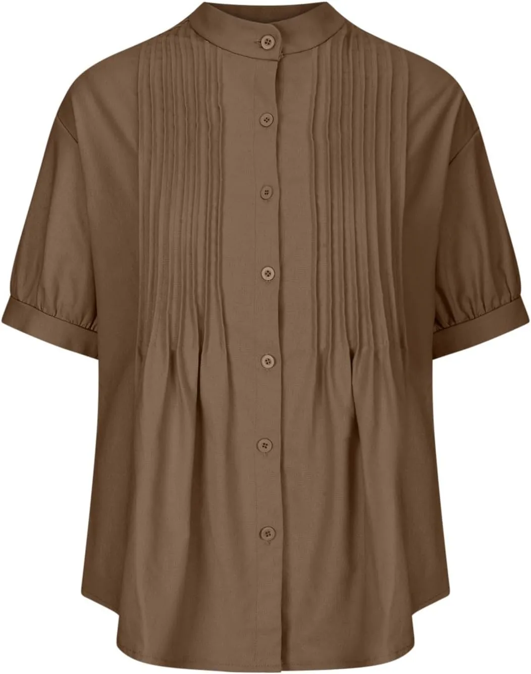 Linen Shirts for Women Casual Half Sleeve High Neck Blouses Casual Cotton Linen Lightweight Summer Boho Tops