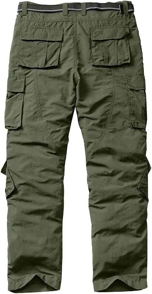 linlon Men's Outdoor Casual Quick Drying Lightweight Hiking Cargo Pants with 8 Pockets