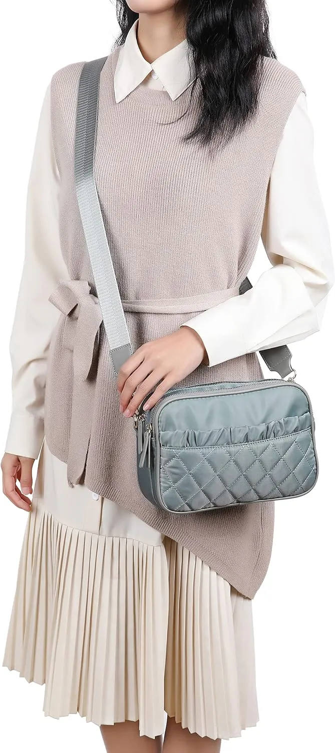 lola mae Crossbody Bags for Women Quilted Nylon Travel Shoulder Purse