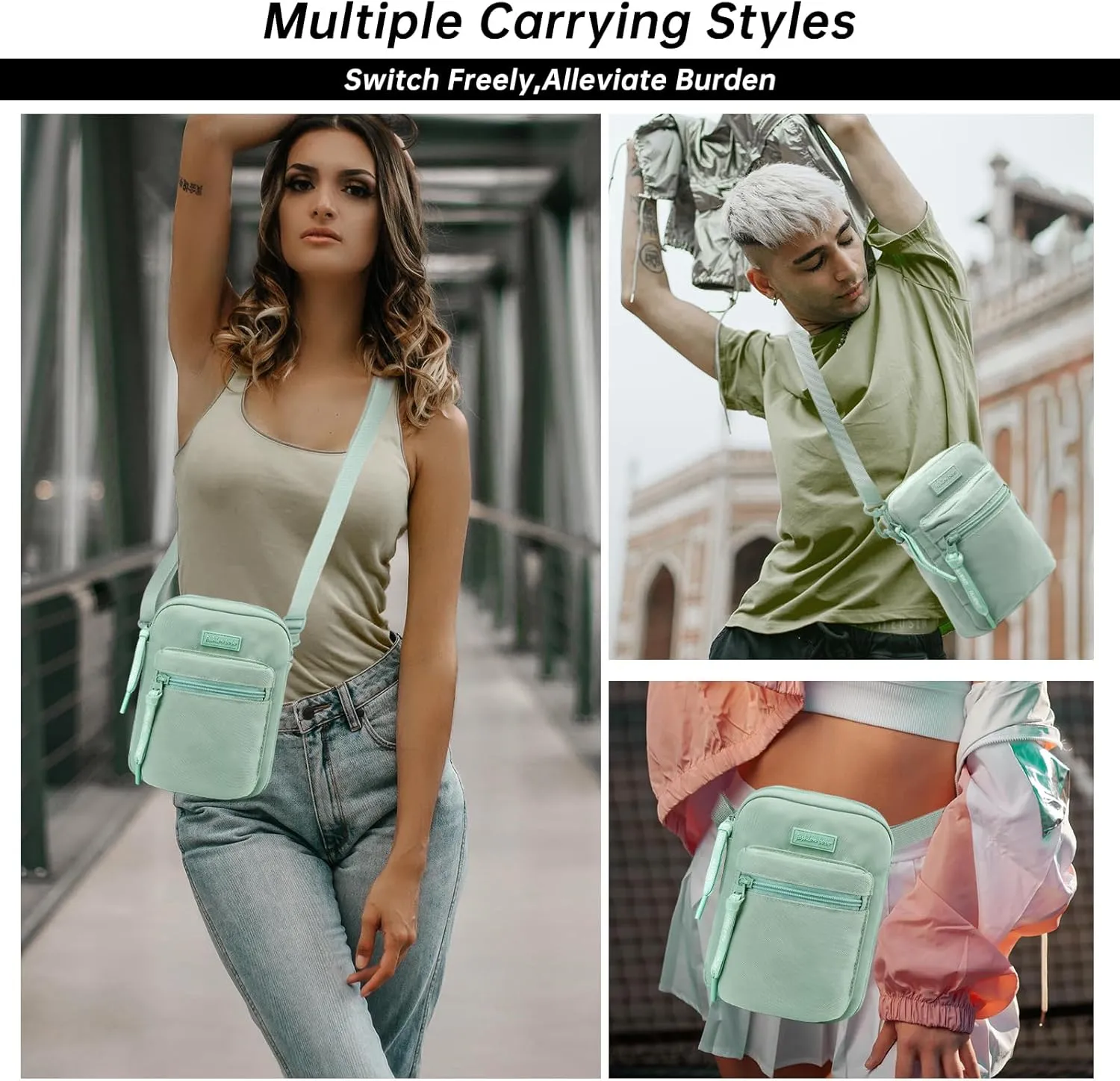 Long Keeper Crossbody Phone Bag - Women Men Travel Sling Bag Water Resistant Running Sport Cross Body Pouch Belt Waist Bag