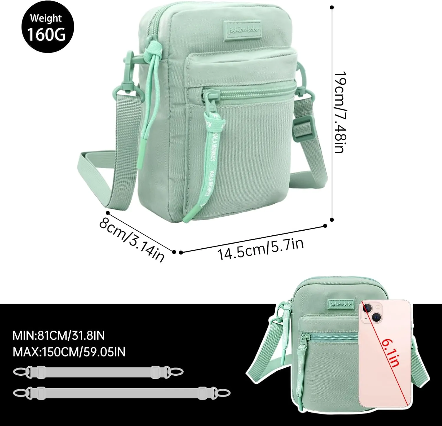 Long Keeper Crossbody Phone Bag - Women Men Travel Sling Bag Water Resistant Running Sport Cross Body Pouch Belt Waist Bag