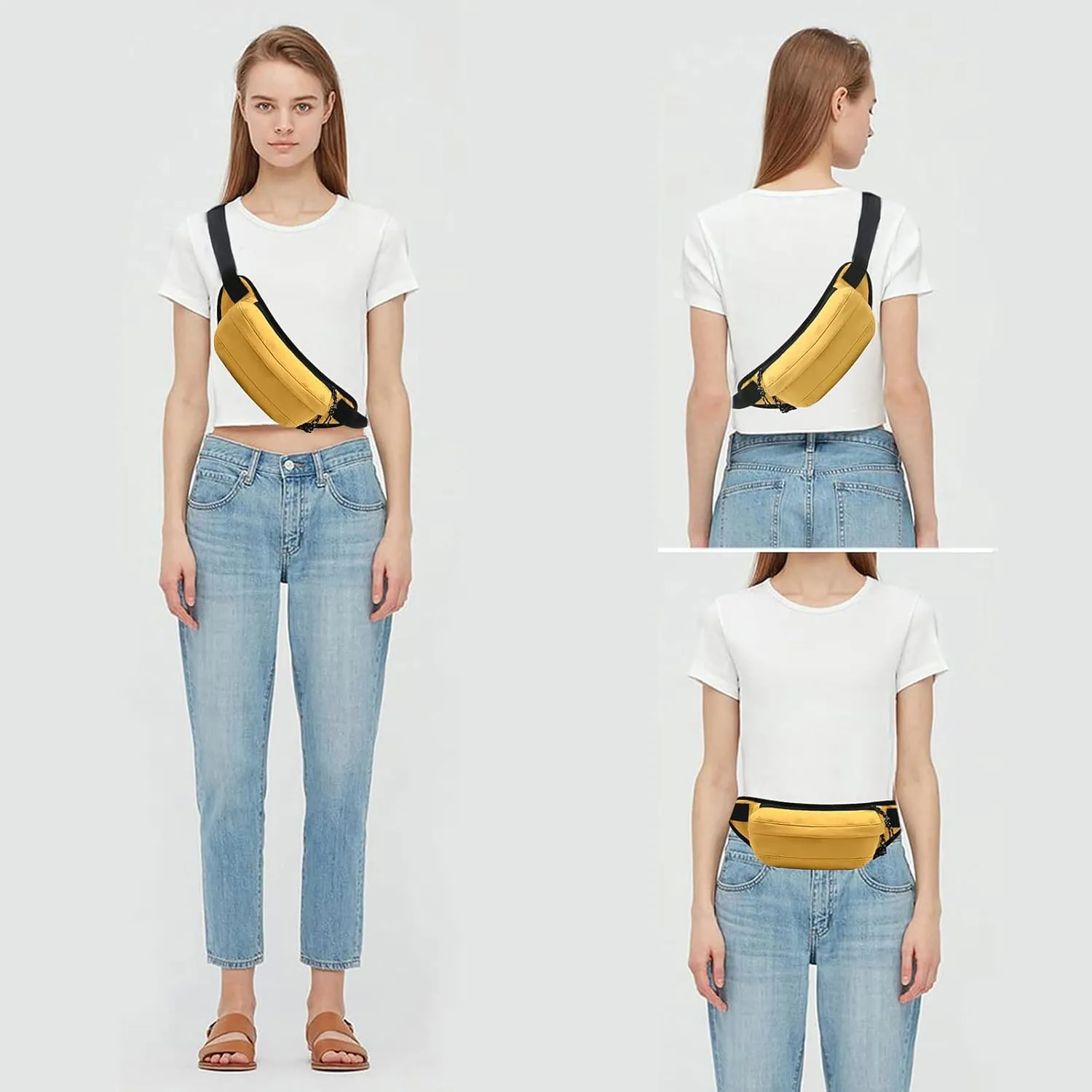 Long-Keeper Fanny Pack for Women Men - Casual Crossbody Sling Bag Running Walking Traveling Waist Pack Bum Bag (Yellow)