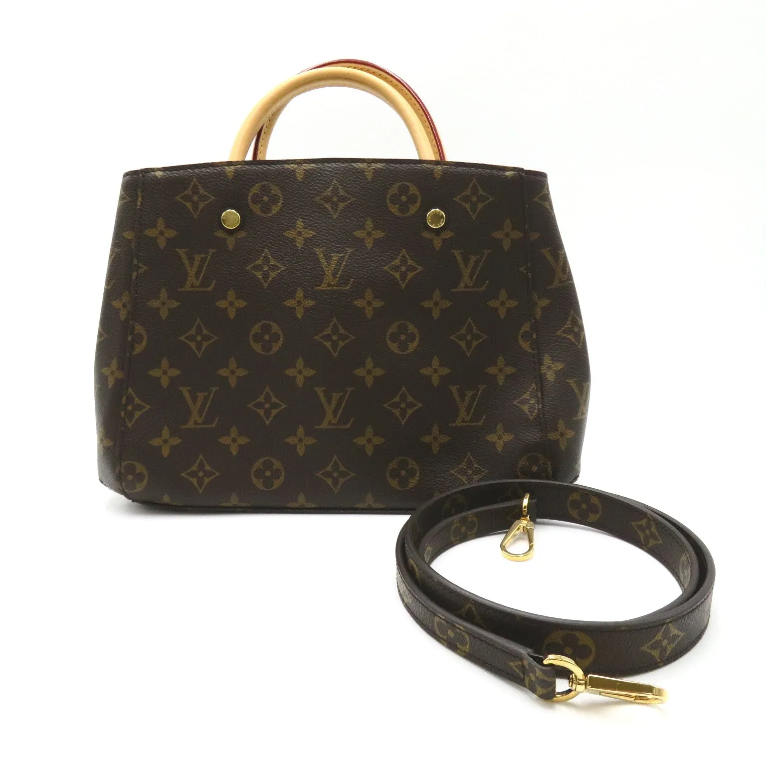 Louis Vuitton Montaigne Bb Tote Bag Handbag Coated Canvas Monogram Brown