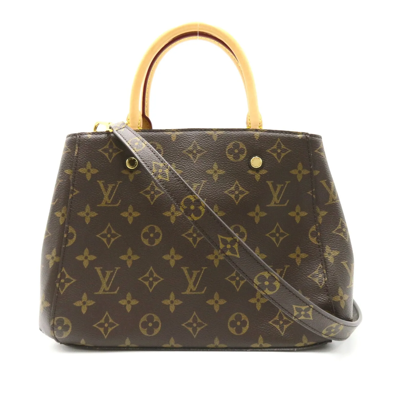 Louis Vuitton Montaigne Bb Tote Bag Handbag Coated Canvas Monogram Brown