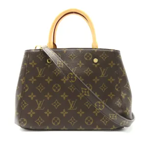 Louis Vuitton Montaigne Bb Tote Bag Handbag Coated Canvas Monogram Brown