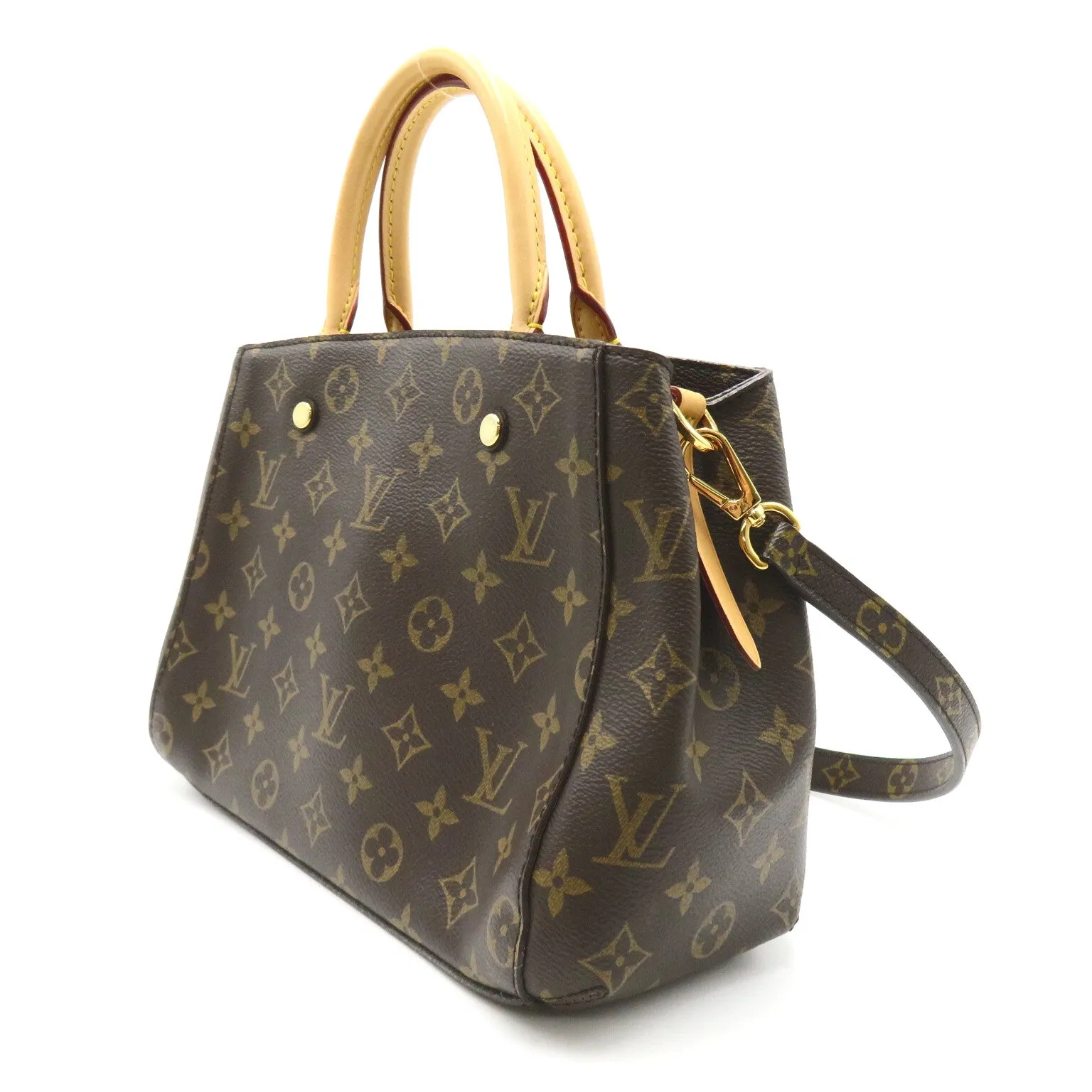 Louis Vuitton Montaigne Bb Tote Bag Handbag Coated Canvas Monogram Brown