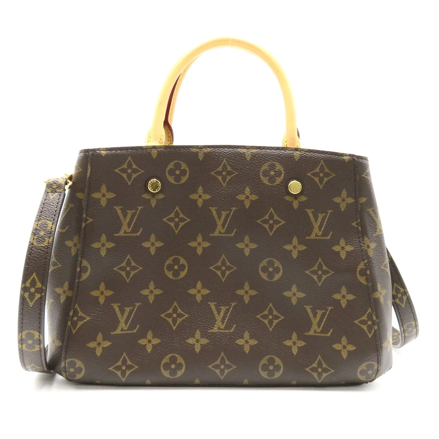 Louis Vuitton Montaigne Bb Tote Bag Handbag Coated Canvas Monogram Brown