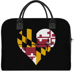 Love Maryland Heartbeat Duffle Bag for Travel Crossbody Sports Tote Gym Bag Shoulder Weekender Overnight Bag