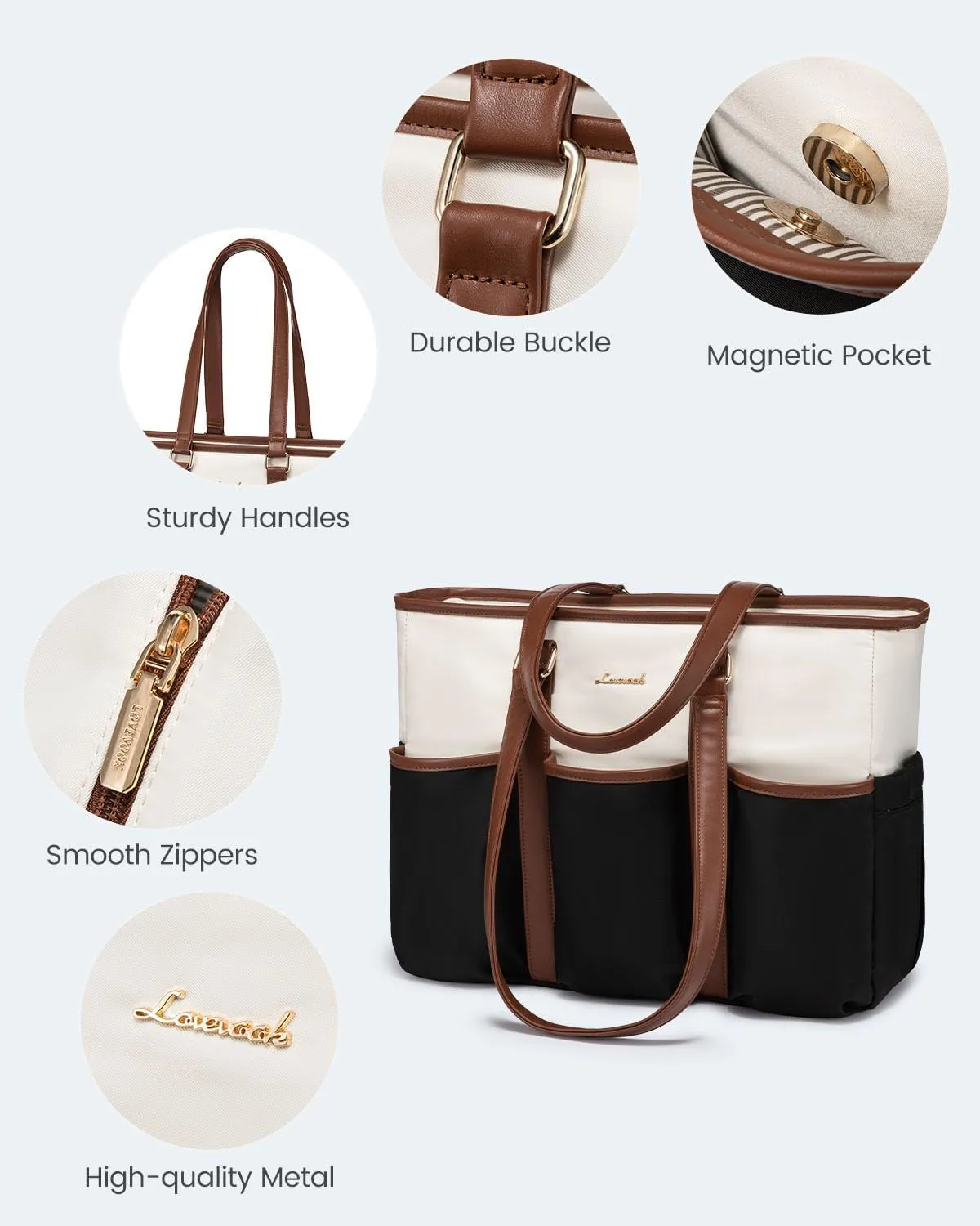 LOVEVOOK Teacher Tote for Women - Work, Laptop, Nurse, Travel/College/Daily Bag With Multi Pockets